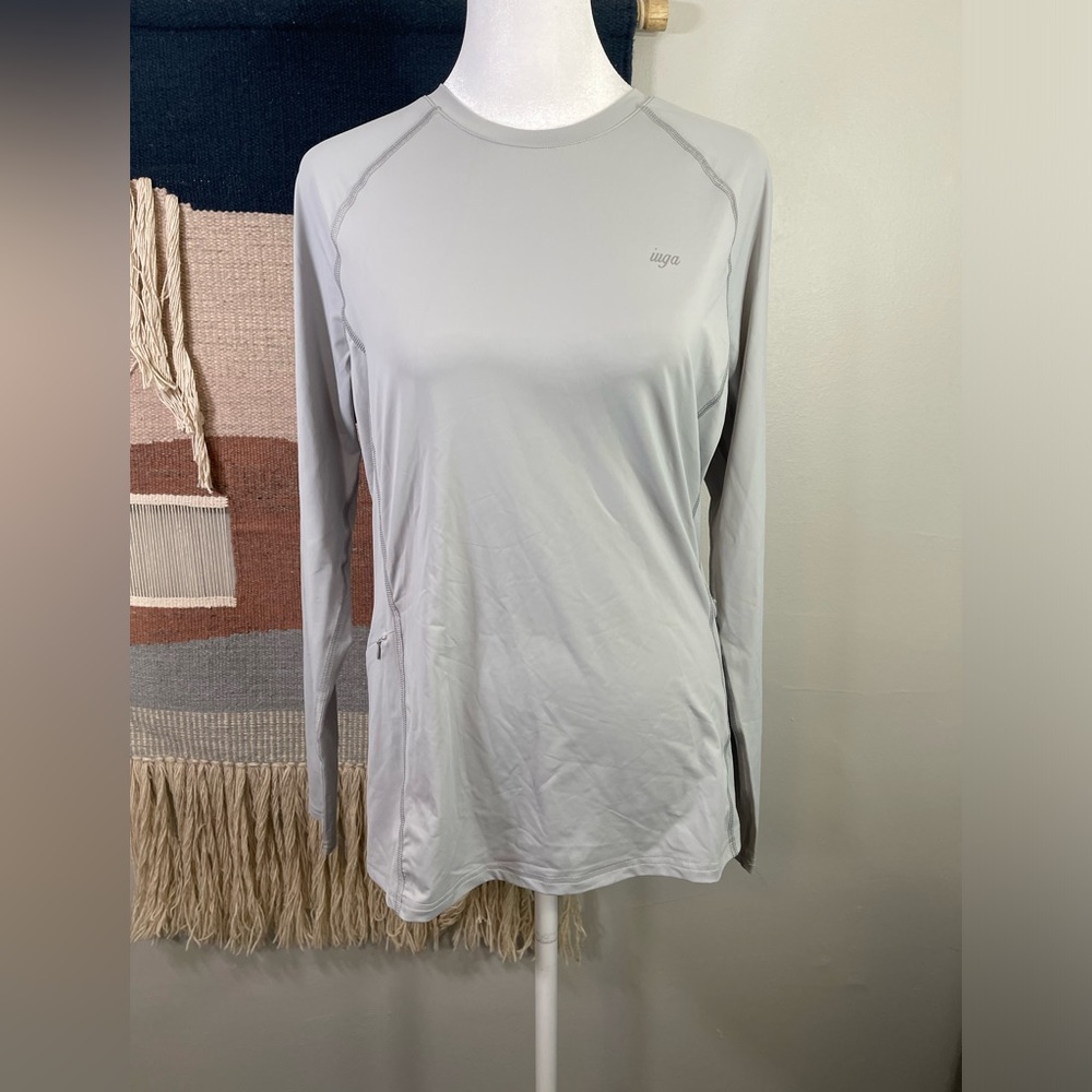 IUGA Gray Canvas Performance Long Sleeves Top IV Protection 50 Duo Dry NWT S